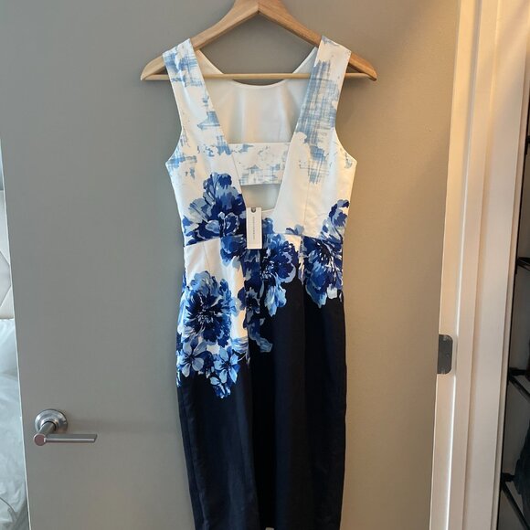 NWT Anthropologie Maeve Vanda Floral Pencil Dress Blue Size 2 - Picture 3 of 3